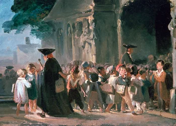 Kinderen bij een kerkdeur, ca. 1817-1845