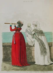 Ochtendjurken, afb. 194, 195 en 196 uit Nikolaus Heideloffs „Gallery of Fashion“, deel II, oktober 1798