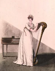 Jonge vrouw met een harp uit Heideloff