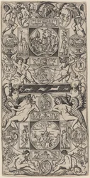 Ornamentpaneel met Orpheus en het oordeel van Parijs