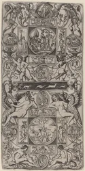 Ornamentpaneel met Orpheus en het Oordeel van Parijs