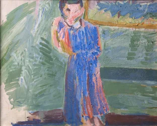 Staande figuur, blauwe jurk