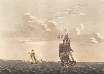 Een galei met zijwind, en een brik voor de wind