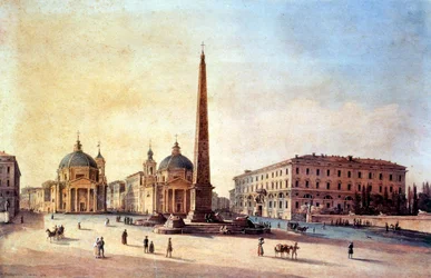 Plaats van het Volk, Rome, Italië 1847, aquarel van Nikanor Grigorjevitsj Tsjernetsov (1805 - 1879). Russische landschapschilder.