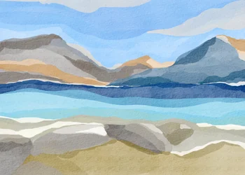 Abstract sereen bergmeer