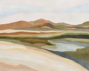 Rustig landschap in aquarel