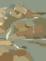 Geometrische berg en rivier