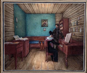 Graaf Serge Volkonski (1788-1865) en zijn echtgenote in de Petrus en Paulusvesting (Sint-Petersburg). Leider van de Decembristenopstand (1825)