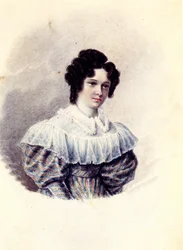 Portret van Alexandra Ivanovna Davydova 1802-1895, vrouw van Decembrist Vasily Davydov, 1830-1839
