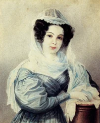 Portret van Camilla Ivasheva Le Dantieau 1808-1839, vrouw van Decembrist Vasily Ivashev, 1834