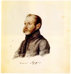 Portret van Decembrist Nikolai Lorer 1794-1873, 1832-1833