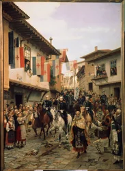 Russisch-Turkse oorlog van 1877-1878: Grootvorst Nikolaj Nikolajevitsj van Rusland in Veliko Tarnovo op 03/06/1877 in Bulgarije