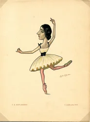 Balletdanseres Tamara Karsavina Uit: Russisch Ballet in Karikaturen, 1902-1905