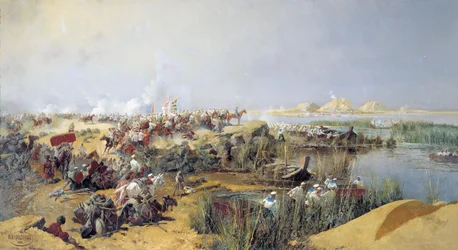 Russische troepen steken de Amu Darya-rivier over