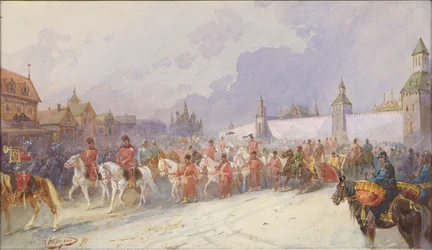Ingang van de gevangen familie van Kuchum Khan in Moskou. 1599, 1891