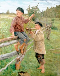 Jongens in een landschap