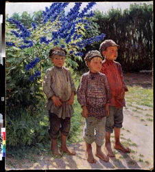 Boerenjongens. Schilderij van Nikolai Petrovich Bogdanov Belsky