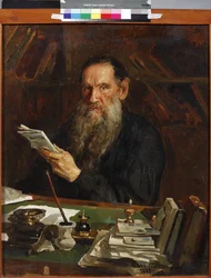 Portret van de auteur graaf Lev Nikolajevitsj Tolstoj