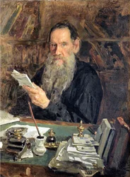 Portret van de auteur graaf Lev Nikolajevitsj Tolstoj