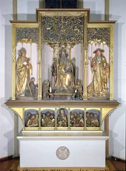 Groep houten sculpturen, uit het Isenheimer altaarstuk, ca. 1490