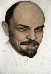Portret van Vladimir Iljitsj Oeljanov genaamd Lenin (1870 - 1924) tekening in pastel en potlood door Nicolai Andrejevitsj (1873-1932).