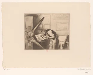 Portret van Henri Charles Guérard in zijn atelier