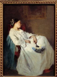 Slapende zittende vrouw