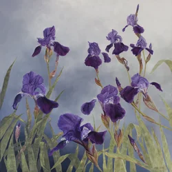 Iris hybrida, 2015 (acryl op gegessuurd hout)
