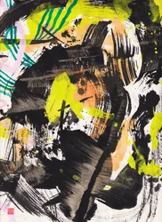 Zen Vuur en Wind Inkt Abstractie