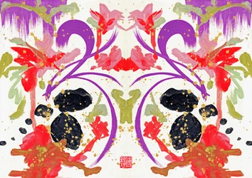 Zen Oranje Paarse Bloemen 1