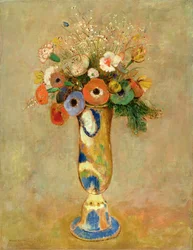 Bloemen in een geschilderde vaas