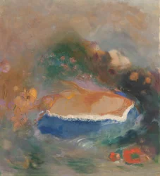 Ophelia met een blauwe sluier in het water