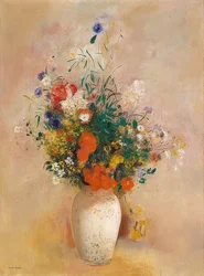 Vaas met bloemen (roze achtergrond)