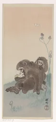 Twee apen met een vlinder, c.1900-45