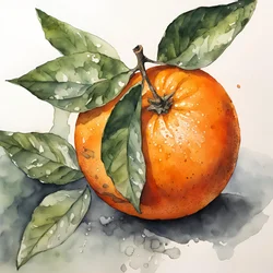 Verse sinaasappel in aquarel