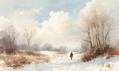 Eenzame winterwandeling