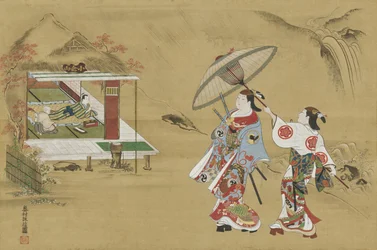 Toespeling op het huisje van Fujiwara no Teika op de berg Ogura