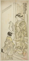 Courtisanes getekend in Osaka-stijl, uit "Courtisanes van de drie hoofdsteden - Een set van drie"