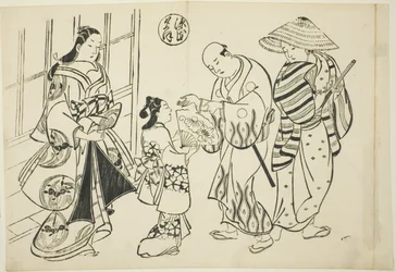Het Yugao-hoofdstuk uit "Het verhaal van Genji" (Genji Yugao), uit een serie Genji-parodieën