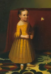 Portret van een jong meisje met roos en vlinder