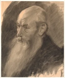 Portret van een oude man met lange baard; 3/4 profiel naar links