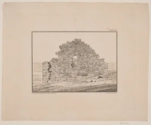 Kerkruïne in Groenland. Illustratie voor W.A. Graah. Onderzoekstocht naar de oostkust van Groenland