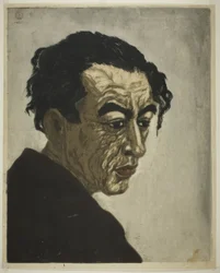 Portret van de dichter Hagiwara Sakutaro (1886–1942), auteur van "Ice Island"
