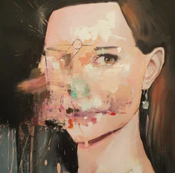 Vervormde Natalie Portman, 2019-25 (acryl, pastel en olieverf op doek)