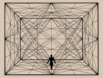 Figuur in de ruimte met vlakke geometrie en ruimtelijke afbakeningen, 1924-1925
