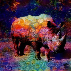 Levendige psychedelische neushoorn