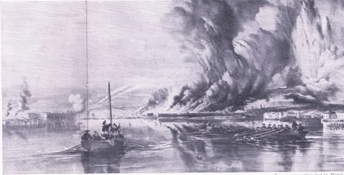 De val van Sevastopol en de terugtocht van de Russen, 8 september 1855, illustratie uit Britse gevechten op land en zee, 1915