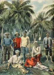 portret van Cubaanse opstandelingen, Spaans-Amerikaanse oorlog in 1898 (gravure)