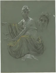 Elegante Jonge Vrouw in Klassieke Draperie