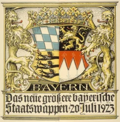 Het nieuwe grotere Beierse staatswapen, 20 juli 1923